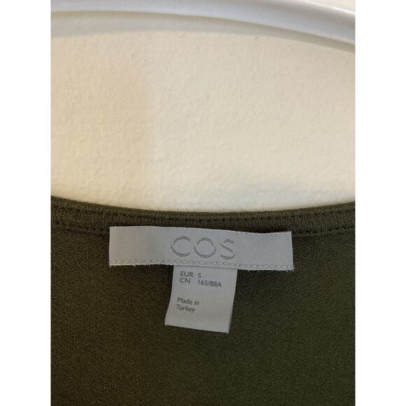 COS Synthetic Draped Ruched Olive Green Jersey Stretchy Dress Minimalist Size S - Picture 6 of 6